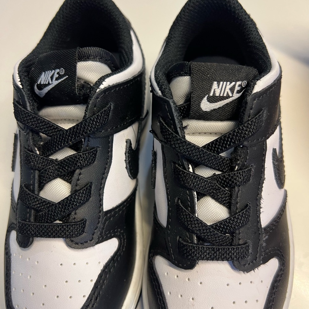 Nike Kids Black and White Dunk Low Sneakers Size 9